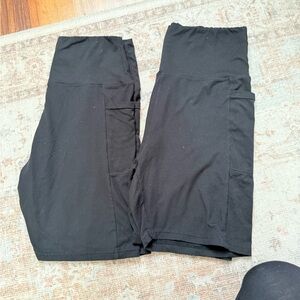 Black High-Waist Biker Shorts with Side Pockets